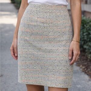 J. Crew Cream Tweed Pencil Skirt with Multicolor Speckle size 2